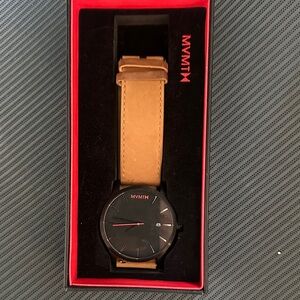 MVMT Men’s Watch with Tan Leather Strap - EUC